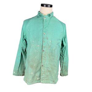 Vintage Union Made Flame Retardant Green Work Shirt S 100% Cotton Snap Closure L